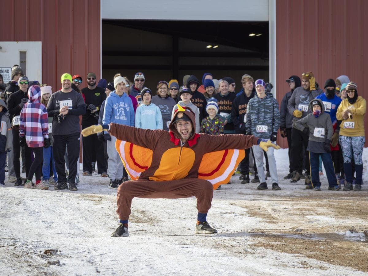 Runners at the 285 Turkey Trot in Bailey, Colorado, organized by CRATES Colorado